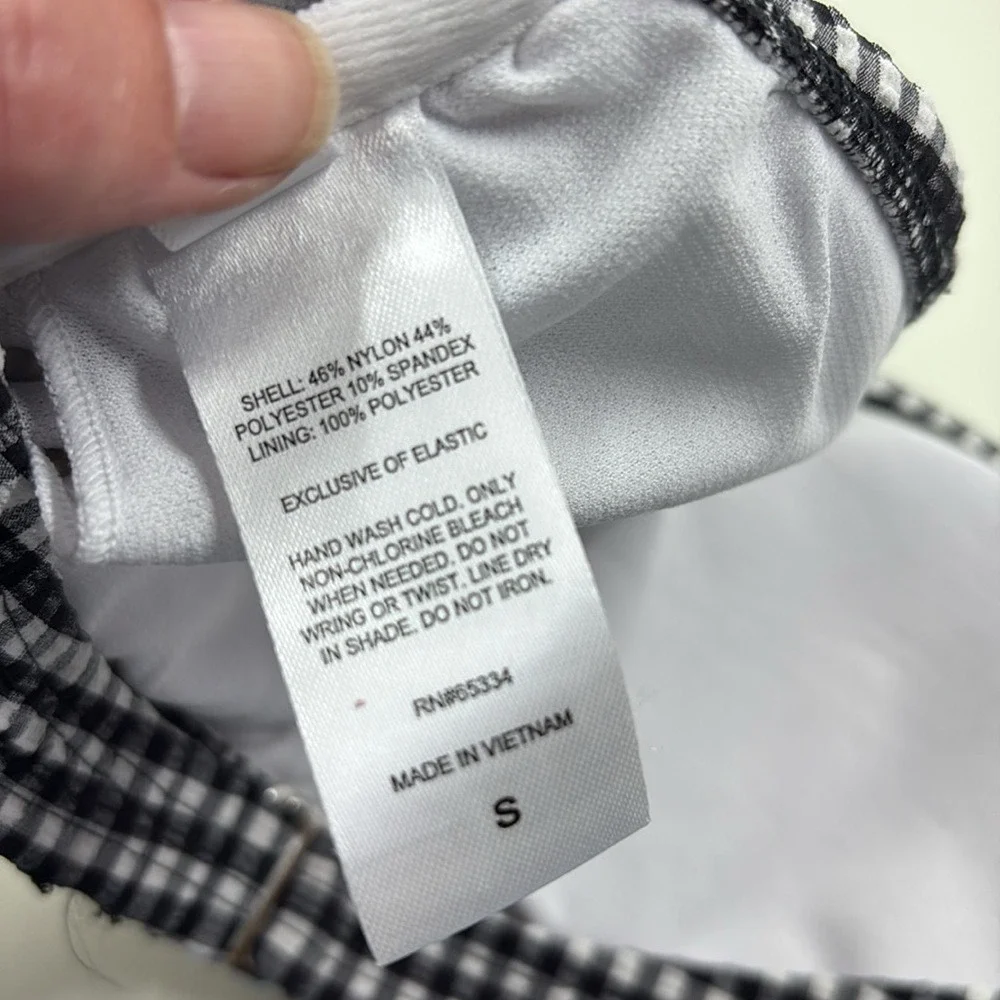 Salt + Cove Textured Checkered Bandeau Bikini Top Black White Juniors small NWOT